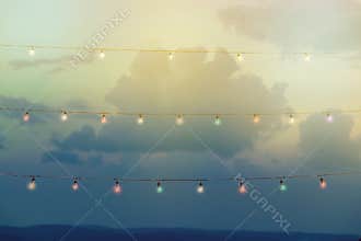 Colour string lights decor in outdoor party