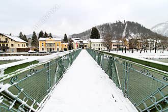 Traun river pedestrian bridge. Bad Ischl, Austria