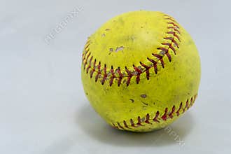Softball on white background with shadow