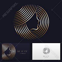 Beauty salon or hair salon logo design vector sign.