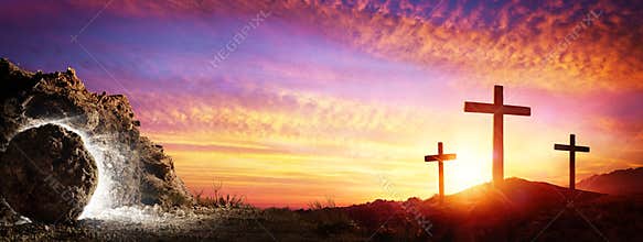 Resurrection - Tomb Empty With Crucifixion
