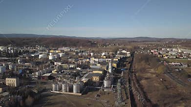 Europe. Clean of an oil refinery. View from the height of the bird`s palette. Shooting with a quadcopter, an aircraft, drones, aer