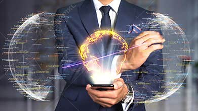 Businessman hologram concept tech - patriotism