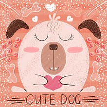 Cute cartoon dog - funny illustration.