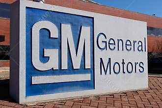 General Motors Logo and Signage at the Metal Fabricating Division. GM opened this plant in 1956 II