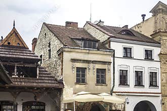 Old stone and wooden houses on the market square.
