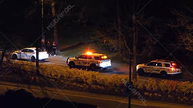 Motion of man driving car arrested by police at night in Coquitlam BC Canada