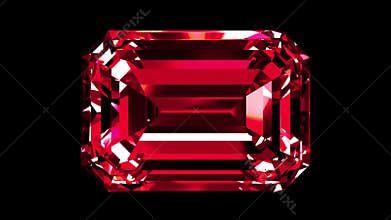Iridescent Ruby Emerald Cut. Looped.