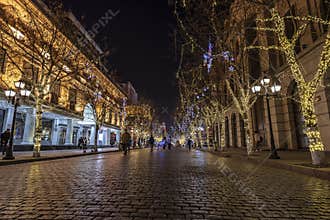 Night view of Central Avenue in Harbin