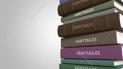 Stack of fairytale books, loopable 3D animation