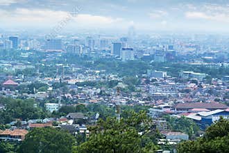 Misty residential houses in Bandung city