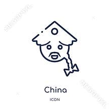 Linear china icon from Asian outline collection. Thin line china vector isolated on white background. china trendy illustration