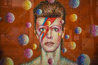 David Bowie memorial graffiti in Brixton