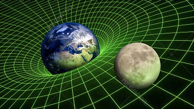 Gravity Field bend spacetime relativity Earth Moon Planets