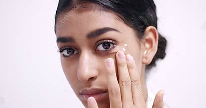 Beautiful young girl`s skin care routine