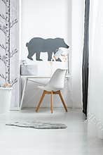 Grey furry rug