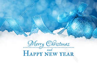 Merry Christmas and Happy New Year. A New Year`s background with New Year decorations.New Year`s card.