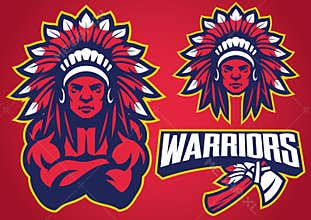 American Native Warrior mascot set