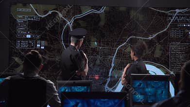Security chase gangster on electronic map