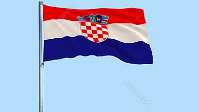 Isolate flag of Croatia on a flagpole fluttering in the wind on a transparent background, 3d rendering, PNG format with Alpha chan