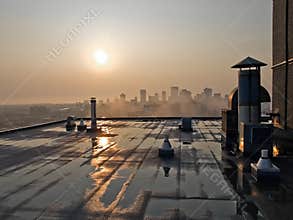 Sunrise Over Hirise Rooftop