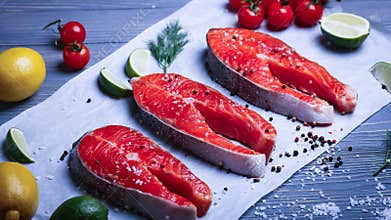 Fish sliced on the table for meals. Delicious seafood dinner. Tr