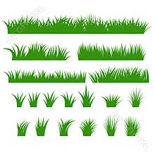 Grass Borders Set, Green Tufts vector