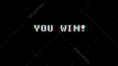 Retro videogame you win text on old tv glitch interference screen ... New quality universal vintage motion dynamic