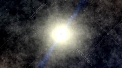 Young star forming inside a nebula cloud. Singularity, gravitati