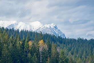 Peaks of the Rocky Mountains from the town of Golden, BC, Canada