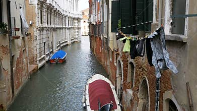 Hanging Clothes on the Street after been Washed in Venice, Italy