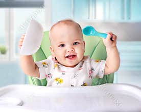 Baby eating,child`s nutrition.