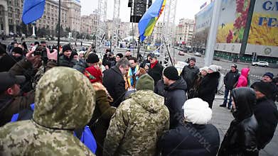 Fighting on the Maidan in the city of Kiev. Ukraine
