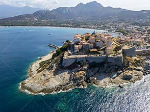 Aerial view of Calvi city, Corsica, France
