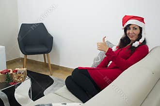 Santa christmas woman thumbs up