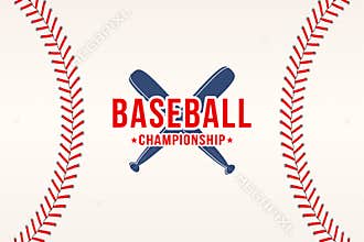 Baseball background. Baseball ball laces, stitches texture with bats