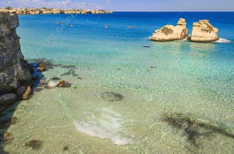 The most beautiful coast of Apulia: Torre Dell`Orso Bay, ITALY.