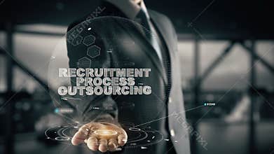 Recruitment Process Outsourcing with hologram businessman concept
