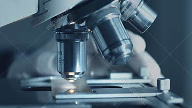 Close-up shot of microscope