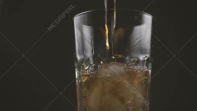 Cold tea pours on the ice