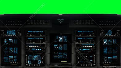 Futuristic Control Bridge on a Spaceship on a Green Screen Background