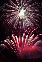 Purple fireworks display