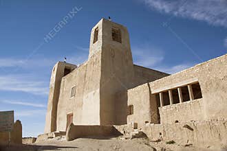 San Esteban Del Rey Church historic adobe Catholic Church in Acoma Pueblo or Sky City, New Mexico, USA