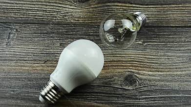 LED light bulbs, incandescent bulb, energy saving light bulb.