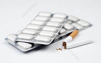 Cigarette and nicotine chewing gum.