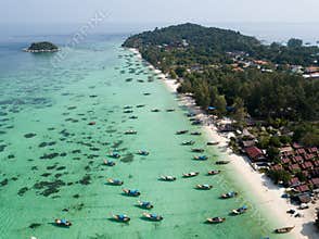 Longboats on the Koh Lipe beach Andaman Sea,
