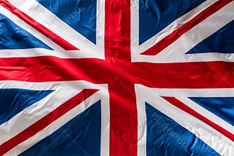 Closeup of Union Jack flag. UK Flag. British Union Jack flag blowing in the wind