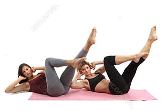 Girls practicing pilates