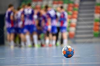 Handball ball on the parquet