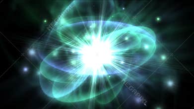 4k tech science energy radiation rays ripples star explosion,particle fireworks.